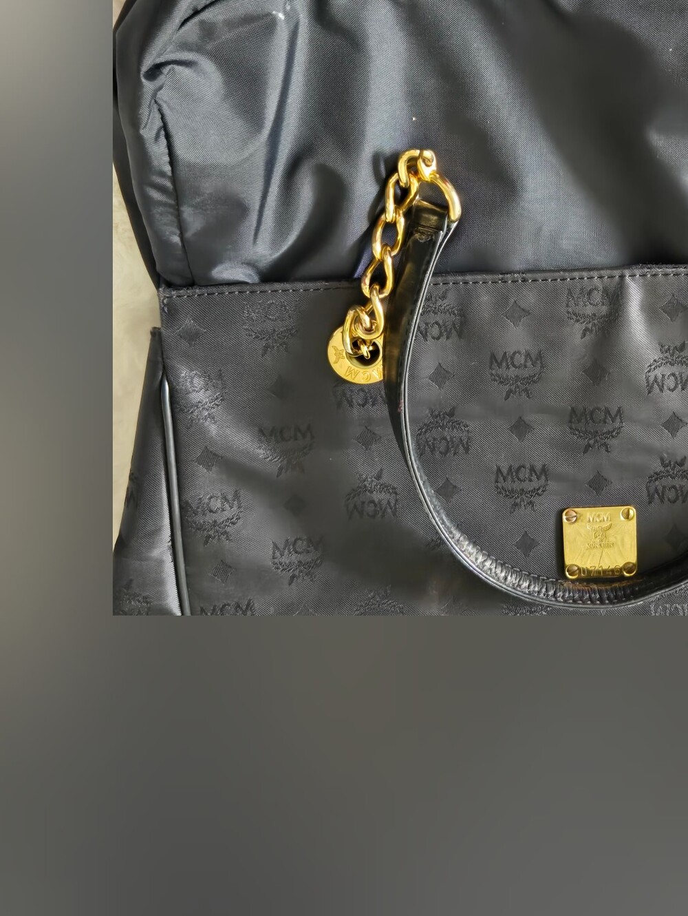 MCM Black Logo-Print Shoulder Bag with Gold Hardware - Picture 11 of 16